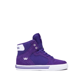 Kids Supra High Top Shoes VAIDER Purple/White/white | AU-54483